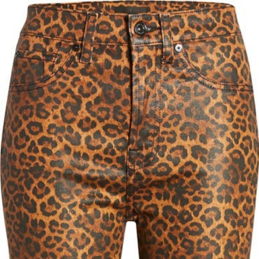 7 for all Mankind Leopard Print High-rise Slim-fit Kick Flare Jeans NEW - Picture 3 of 14